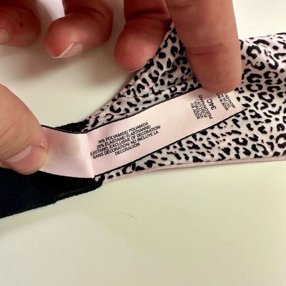 Victoria's Secret 34C Body By Victoria Pink & Black Cheetah Print Push Up Bra - Picture 7 of 8